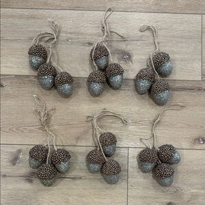 Rustic Brown and Silver Holiday Ornaments (set of 6)